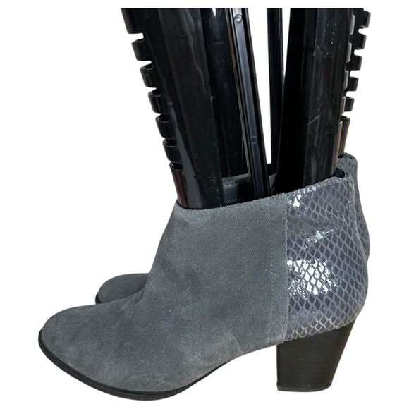 Vionic Bromley 322 Grey Suede Snakeskin Heeled Ankle Booties Size 8 - Picture 3 of 8